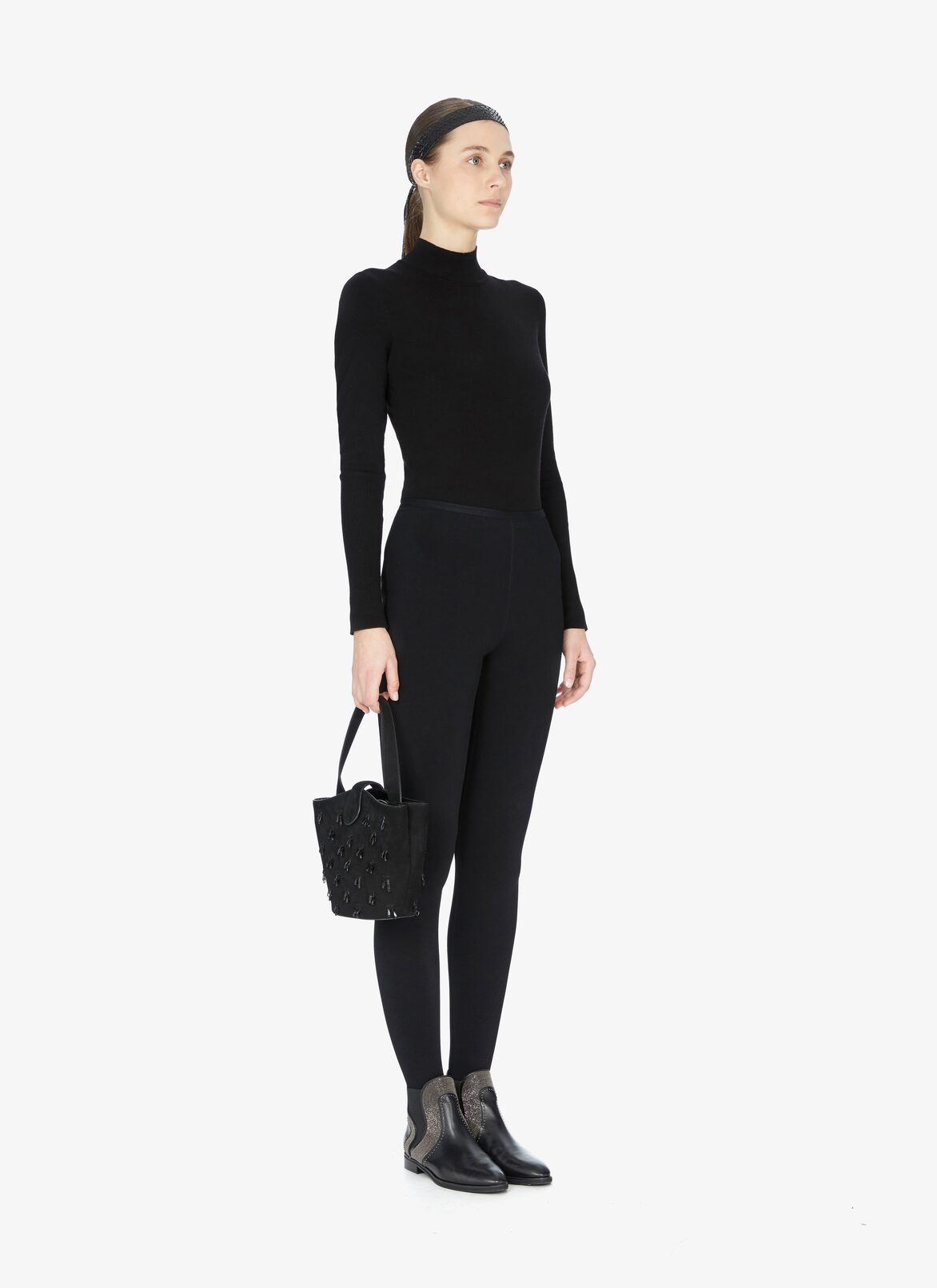 SLEEVELESS REEDITION SUEDE+ELAPHE BLACK ALAÏA BLACK  SLEEVELESS REEDITION SUEDE+ELAPHE BLACK